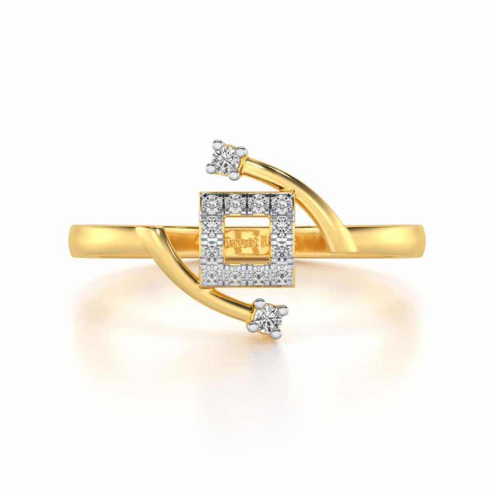 Square Up Silver Ring - Yellow Gold - Image 4