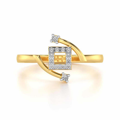 Square Up Silver Ring - Yellow Gold - Image 4