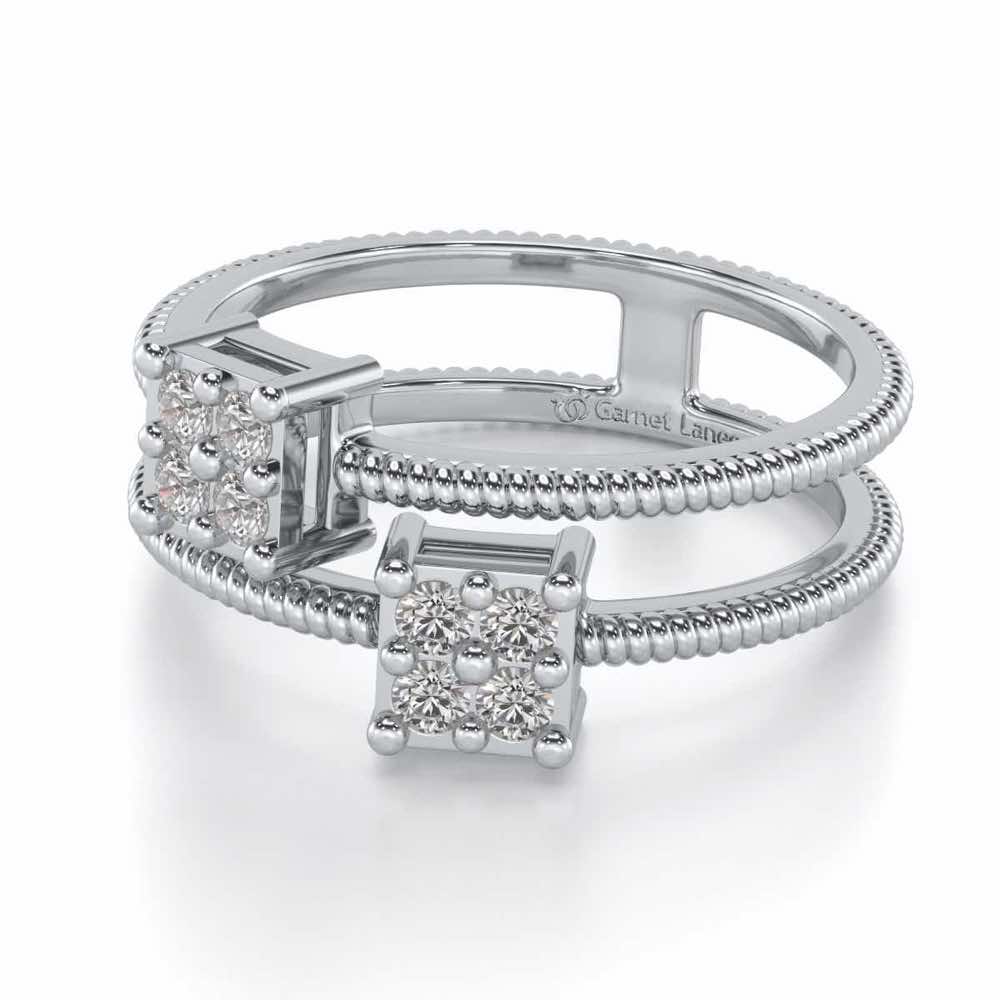 Squarilla Silver Ring - White Gold - Image 2