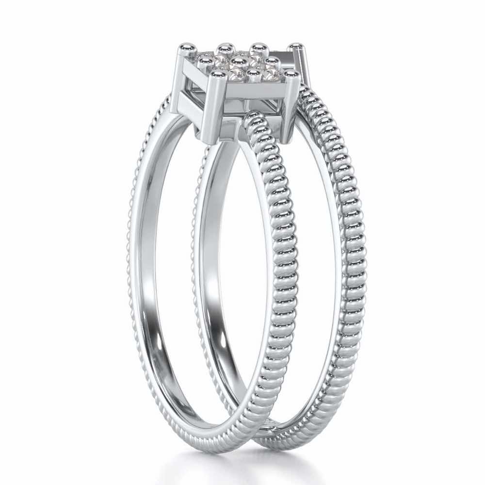 Squarilla Silver Ring - White Gold - Image 3