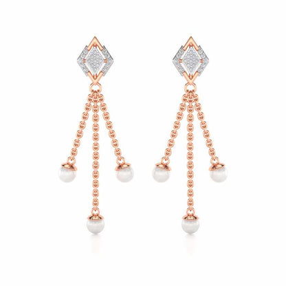 Squary Silver Dangler Earrings - Rose Gold - Image 1