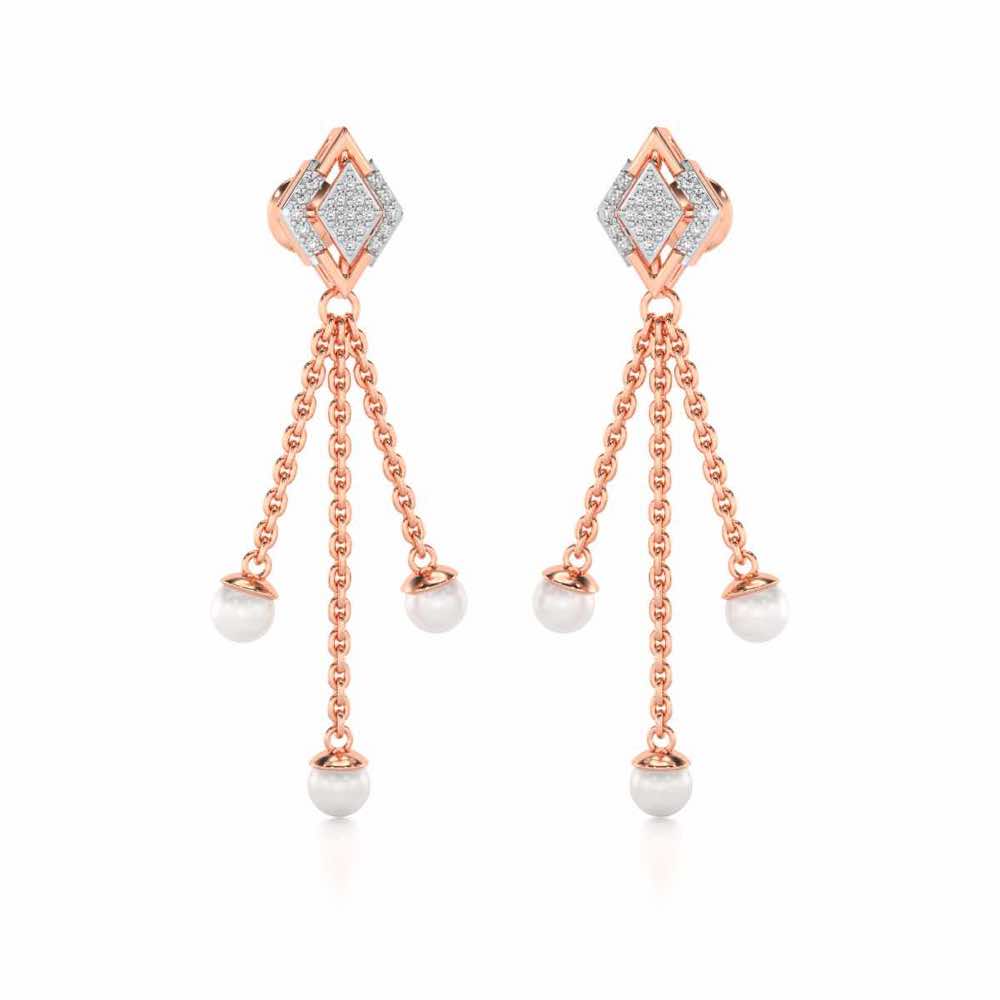 Squary Silver Dangler Earrings - Rose Gold - Image 2