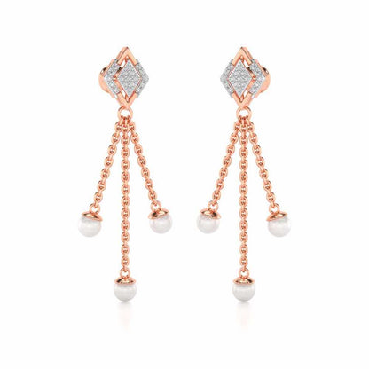 Squary Silver Dangler Earrings - Rose Gold - Image 2