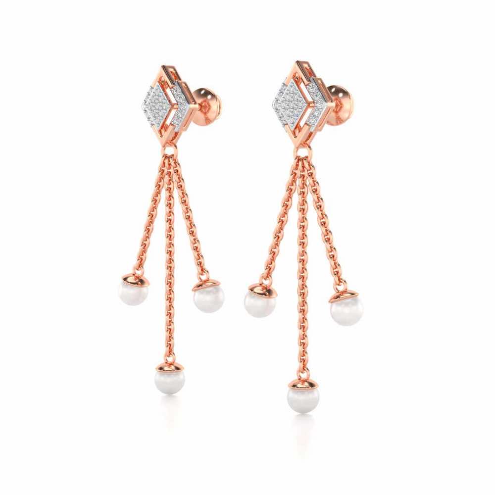 Squary Silver Dangler Earrings - Rose Gold - Image 3