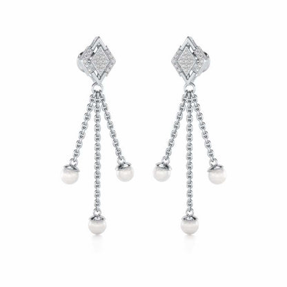 Squary Silver Dangler Earrings - White Gold - Image 2
