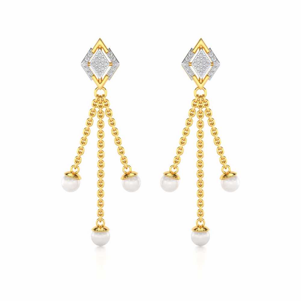 Squary Silver Dangler Earrings - Yellow Gold - Image 1