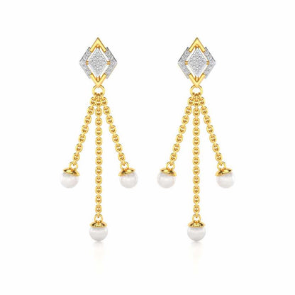 Squary Silver Dangler Earrings - Yellow Gold - Image 1