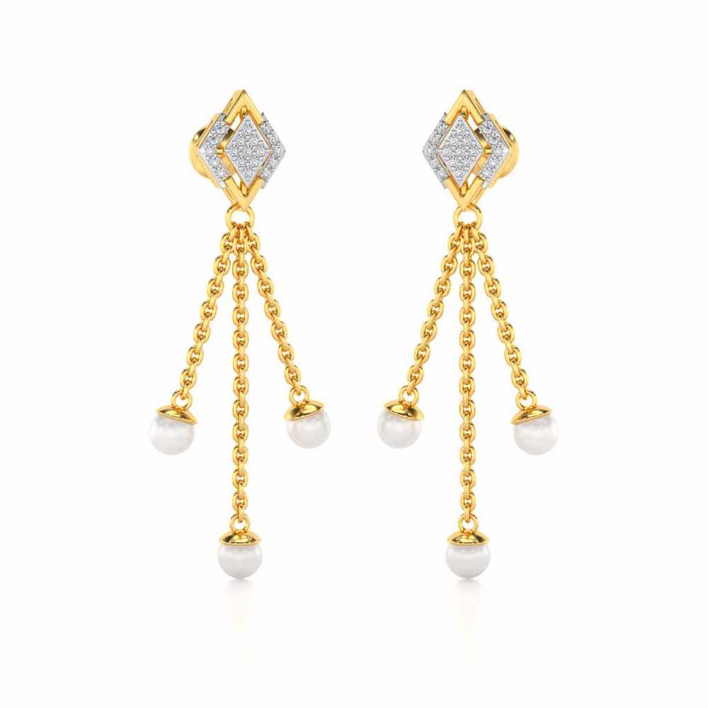 Squary Silver Dangler Earrings - Yellow Gold - Image 2