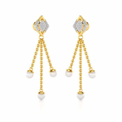 Squary Silver Dangler Earrings - Yellow Gold - Image 2