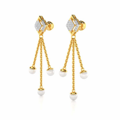 Squary Silver Dangler Earrings - Yellow Gold - Image 3