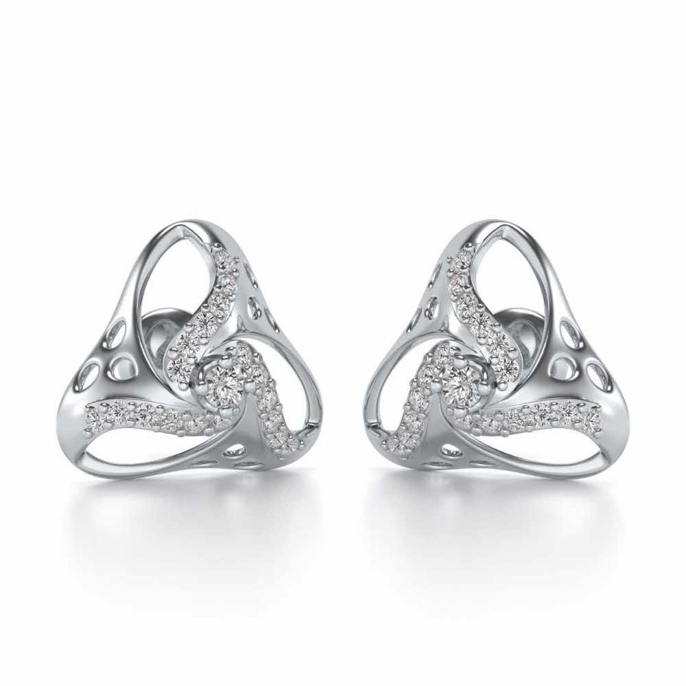 Staggering Love Silver Studs - White Gold - Image 1