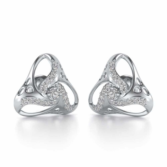 Staggering Love Silver Studs - White Gold - Image 1