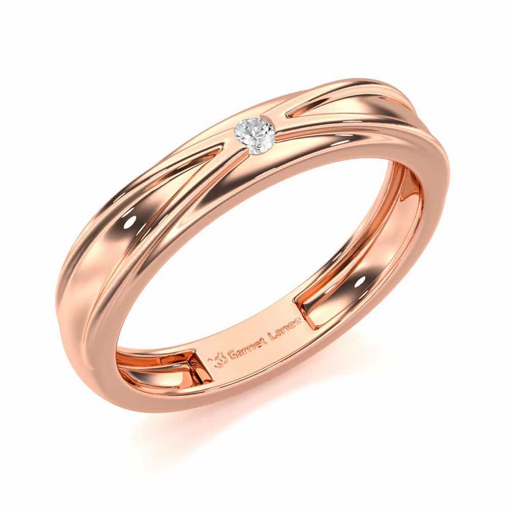 Stalwart Gem Men Solitaire Ring - Rose Gold - Image 1