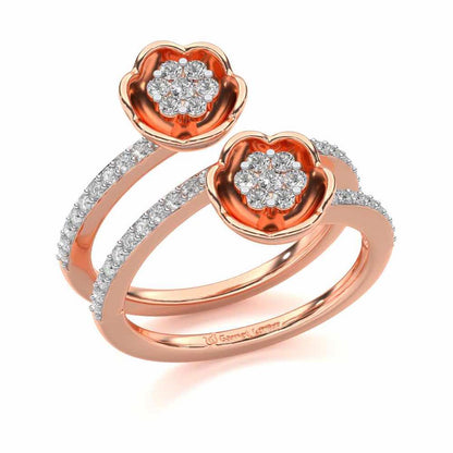 Sapling Bloom Silver Ring - Rose Gold - Image 1