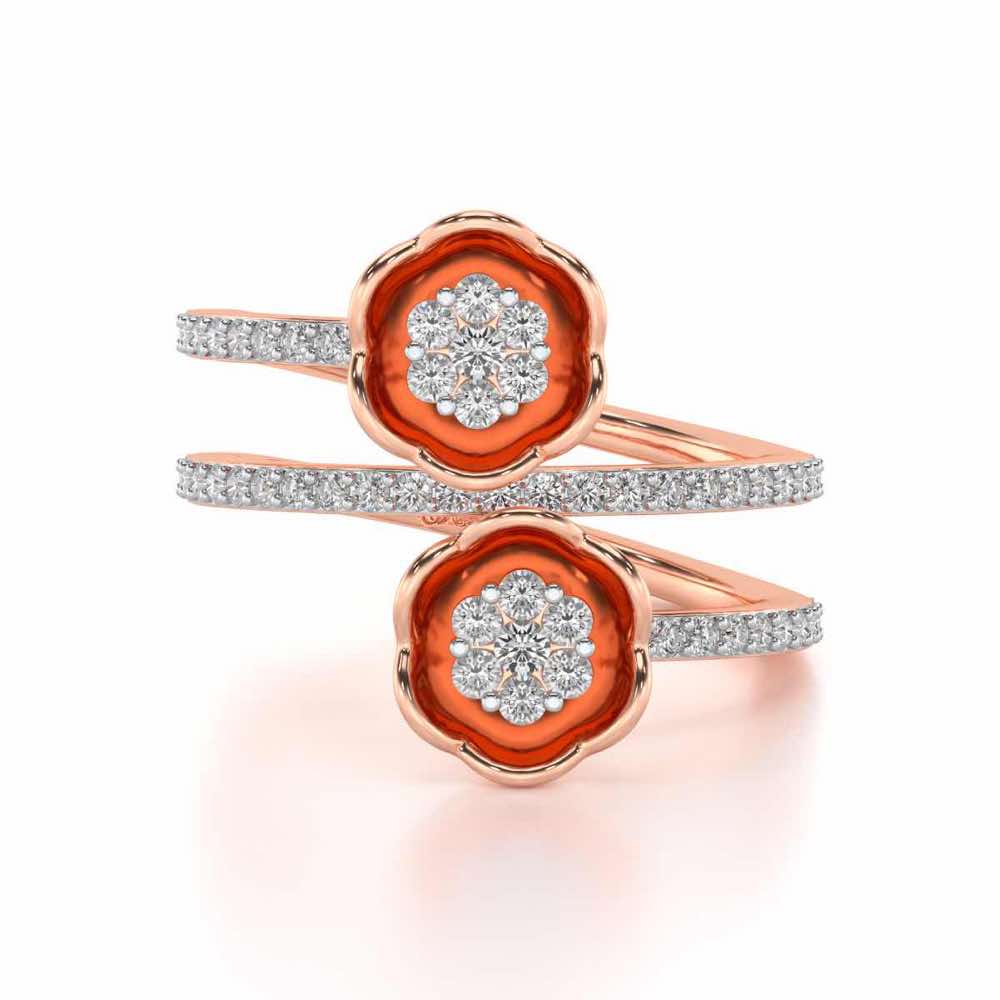 Sapling Bloom Silver Ring - Rose Gold - Image 4