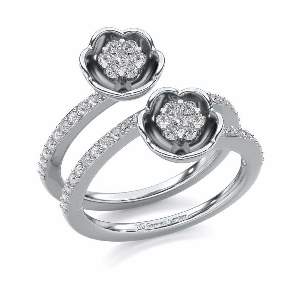 Sapling Bloom Silver Ring - White Gold - Image 1