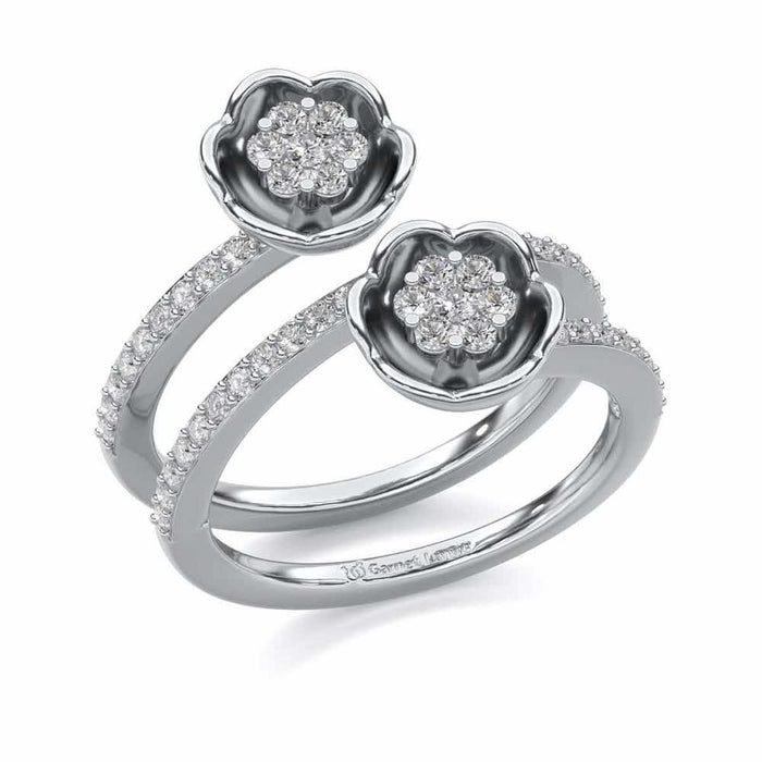 Sapling Bloom Silver Ring - White Gold - Image 1
