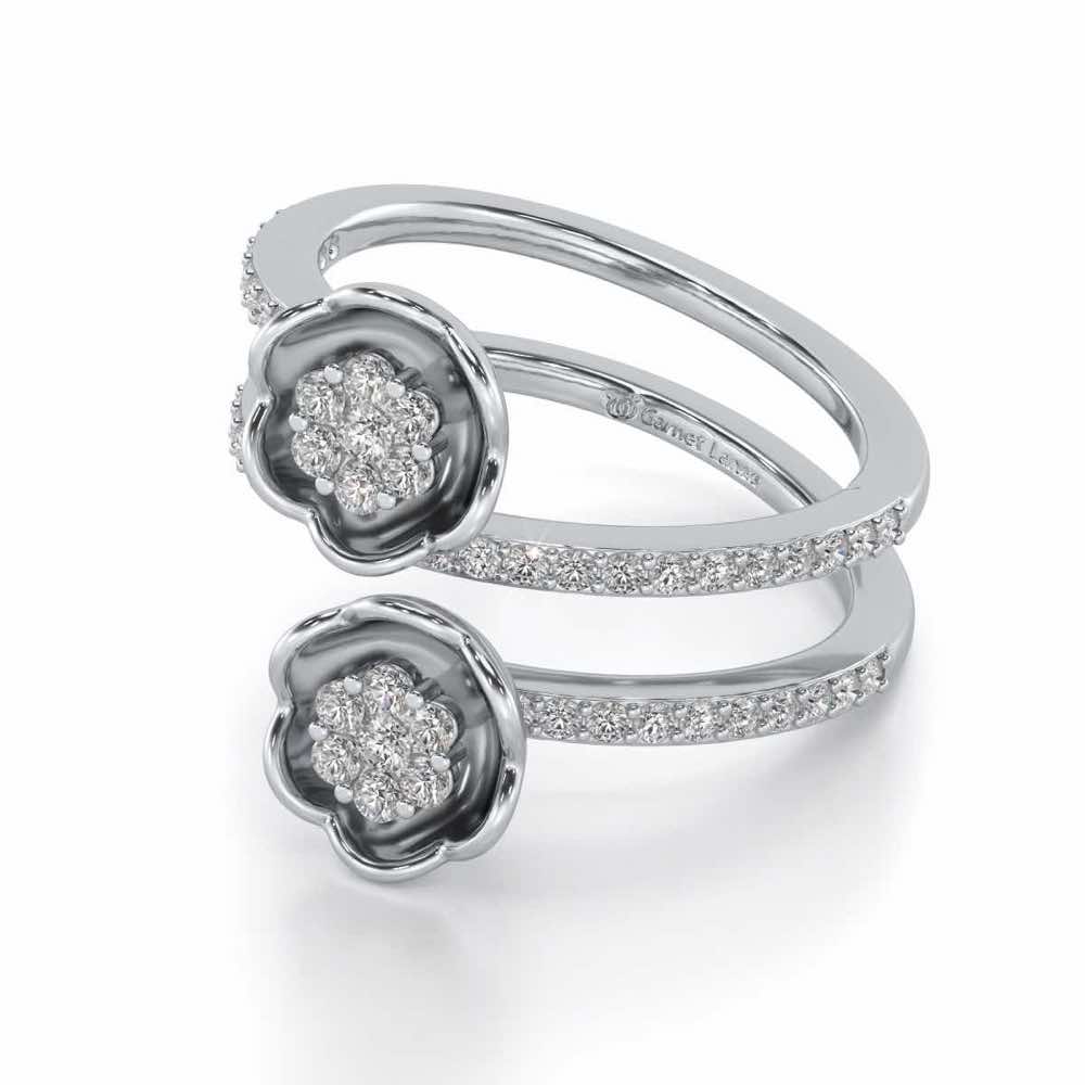 Sapling Bloom Silver Ring - White Gold - Image 2