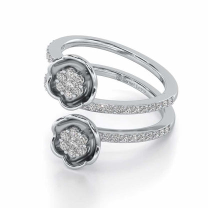 Sapling Bloom Silver Ring - White Gold - Image 2