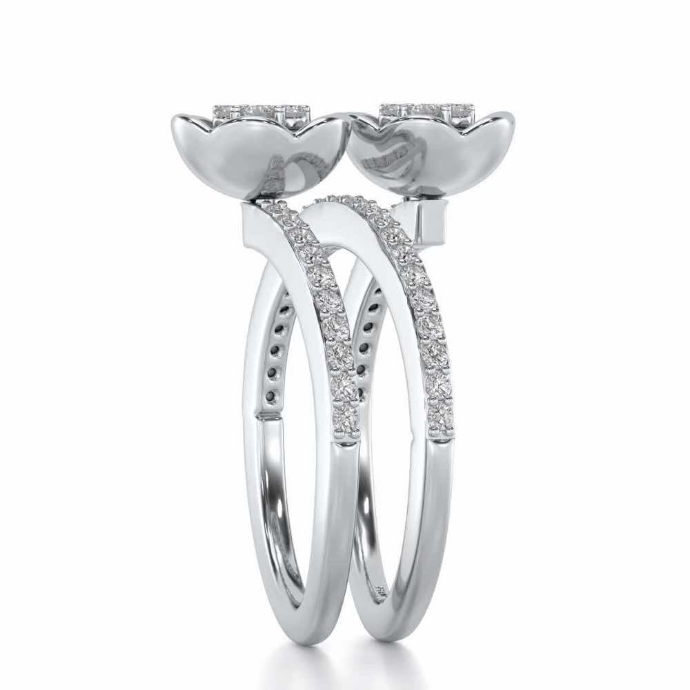 Sapling Bloom Silver Ring - White Gold - Image 3