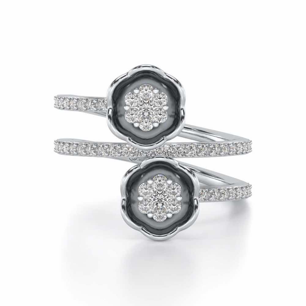 Sapling Bloom Silver Ring - White Gold - Image 4
