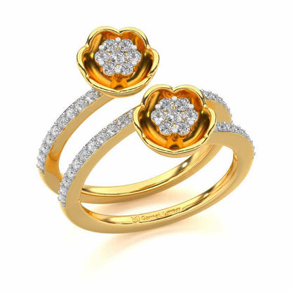 Sapling Bloom Silver Ring - Yellow Gold - Image 1