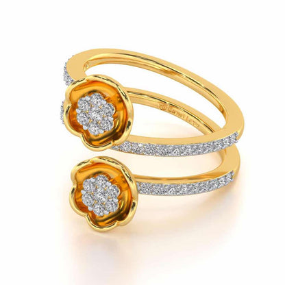 Sapling Bloom Silver Ring - Yellow Gold - Image 2