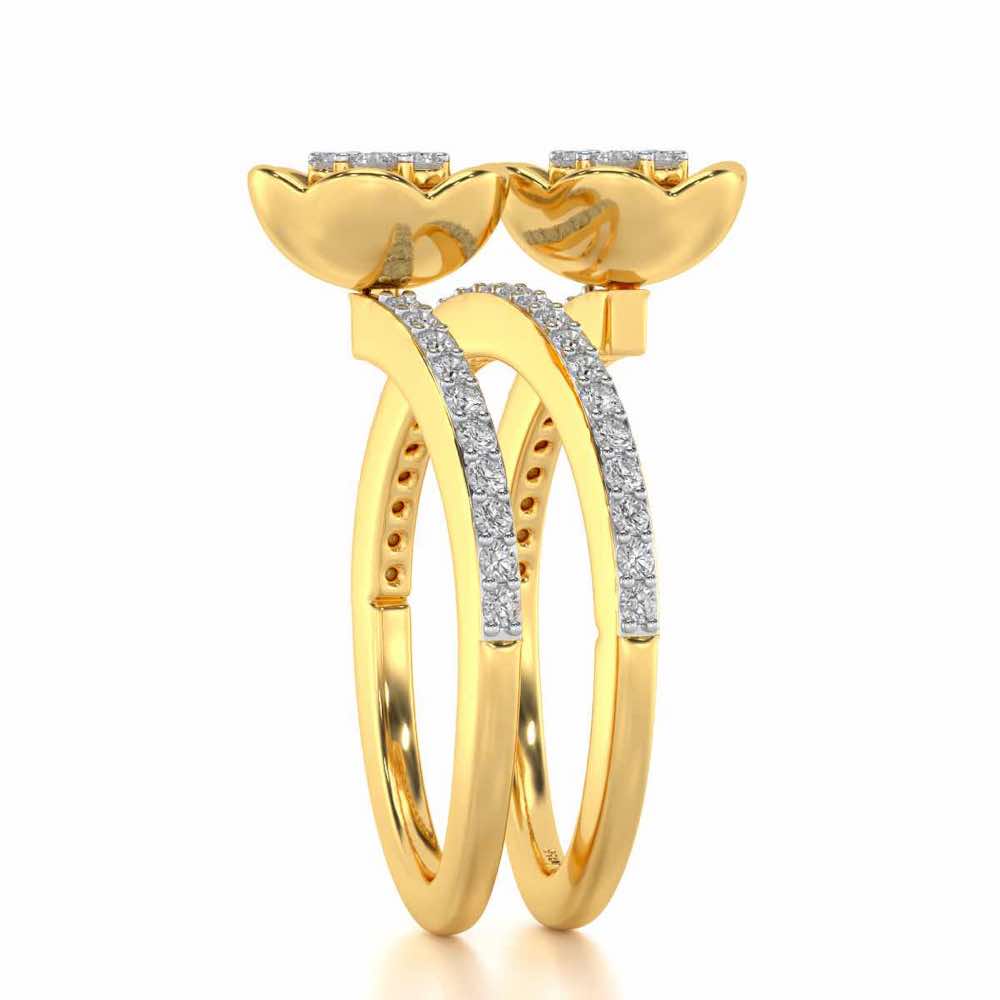 Sapling Bloom Silver Ring - Yellow Gold - Image 3