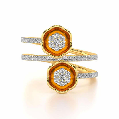 Sapling Bloom Silver Ring - Yellow Gold - Image 4