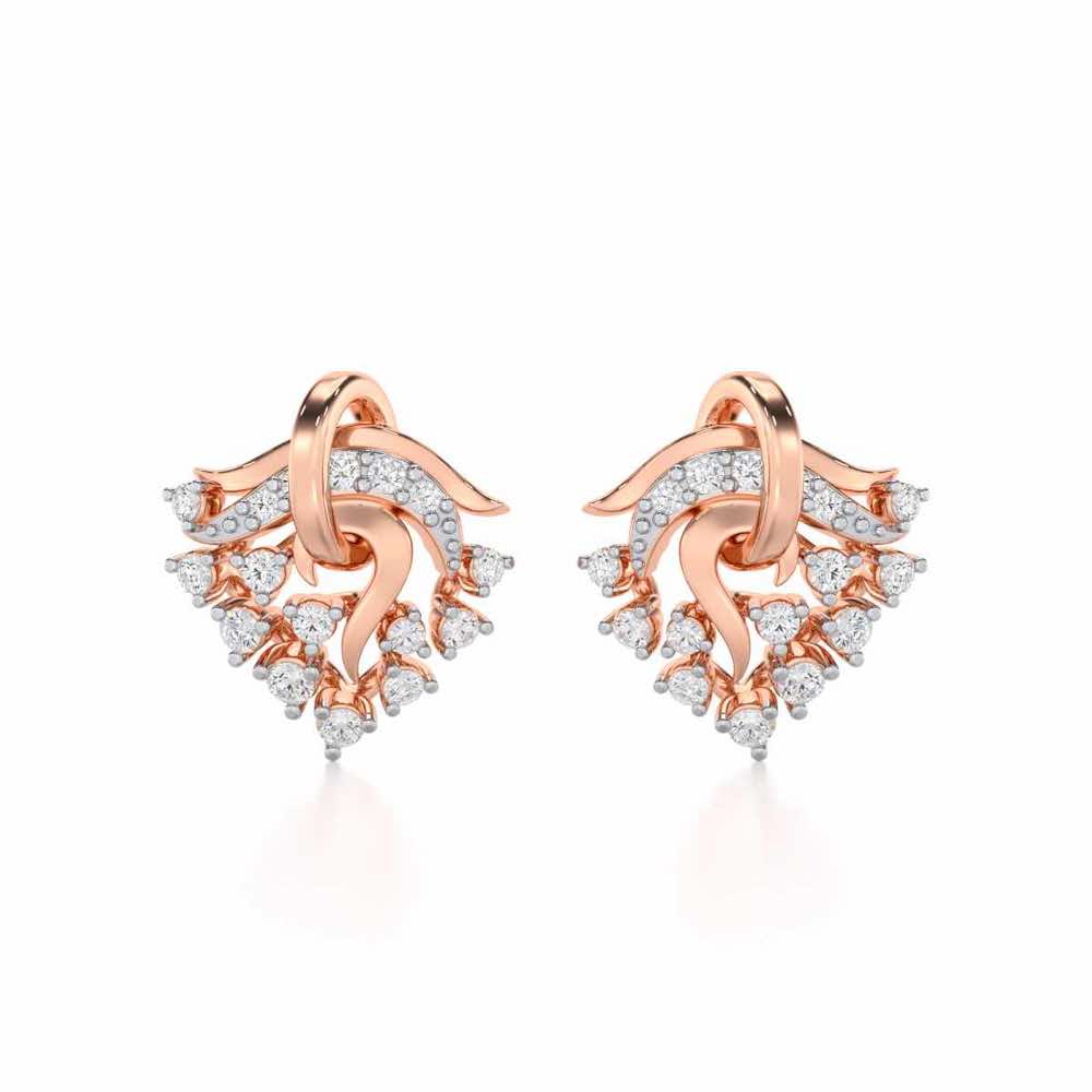 Star Luna Silver Stud Earrings - Rose Gold - Image 1