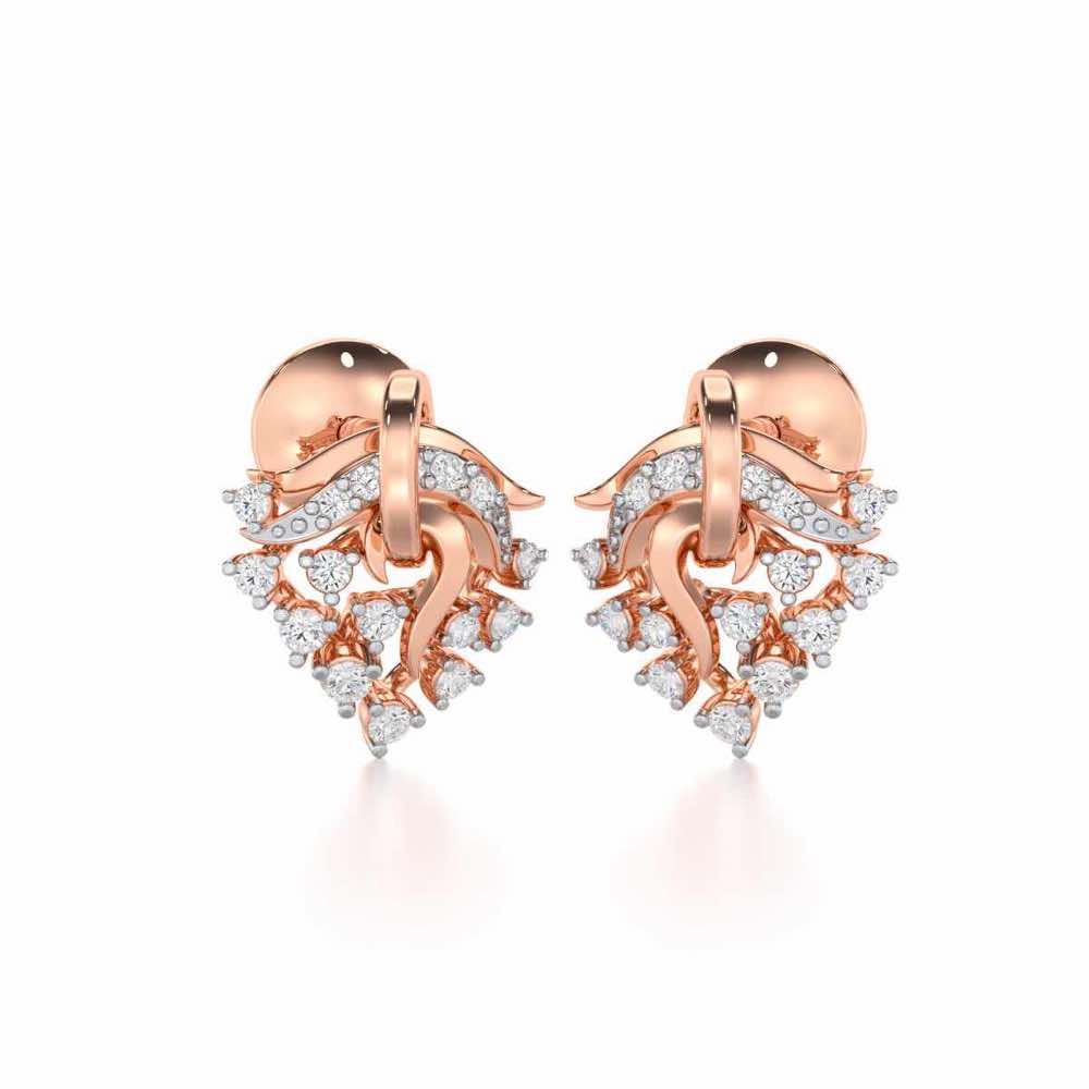 Star Luna Silver Stud Earrings - Rose Gold - Image 2