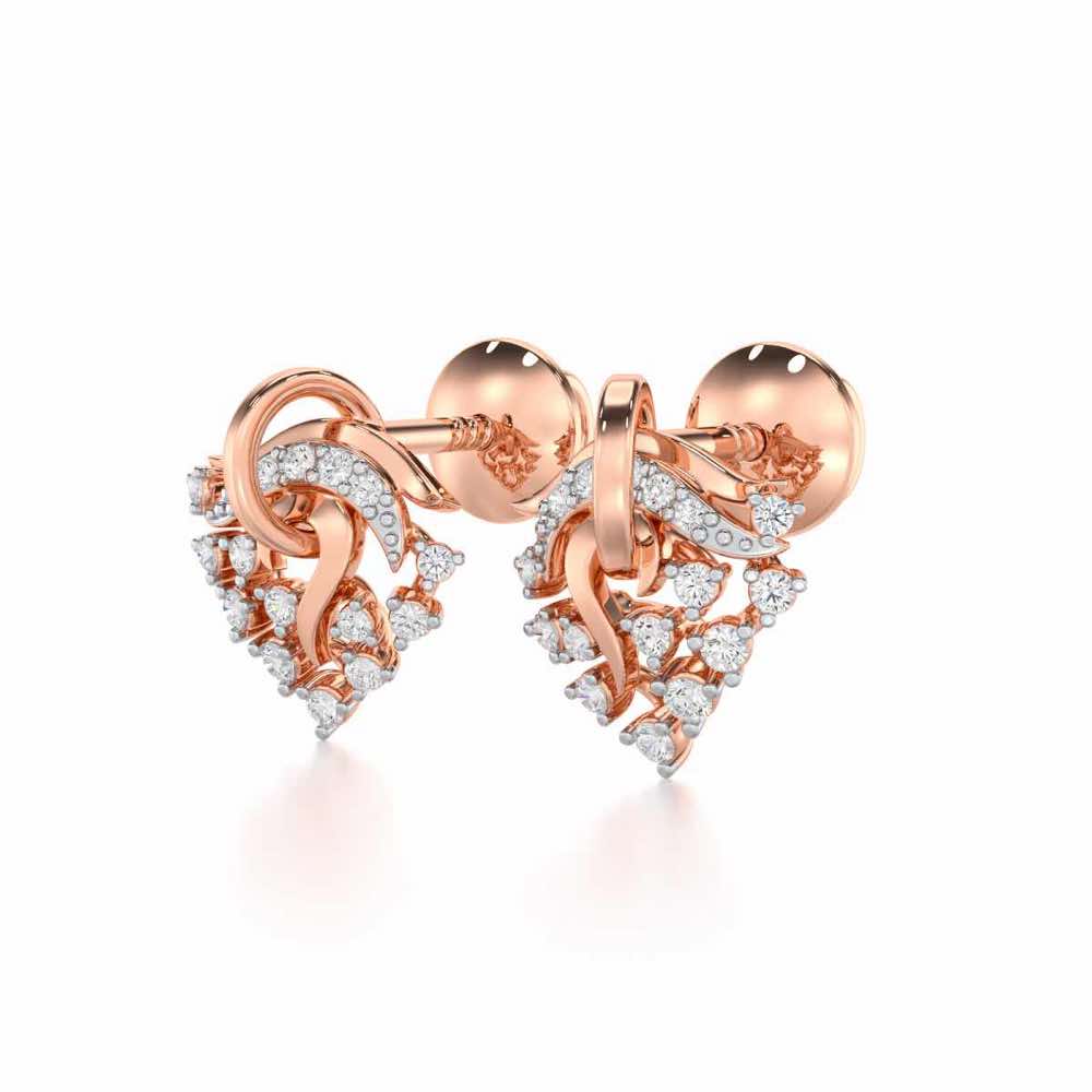Star Luna Silver Stud Earrings - Rose Gold - Image 3