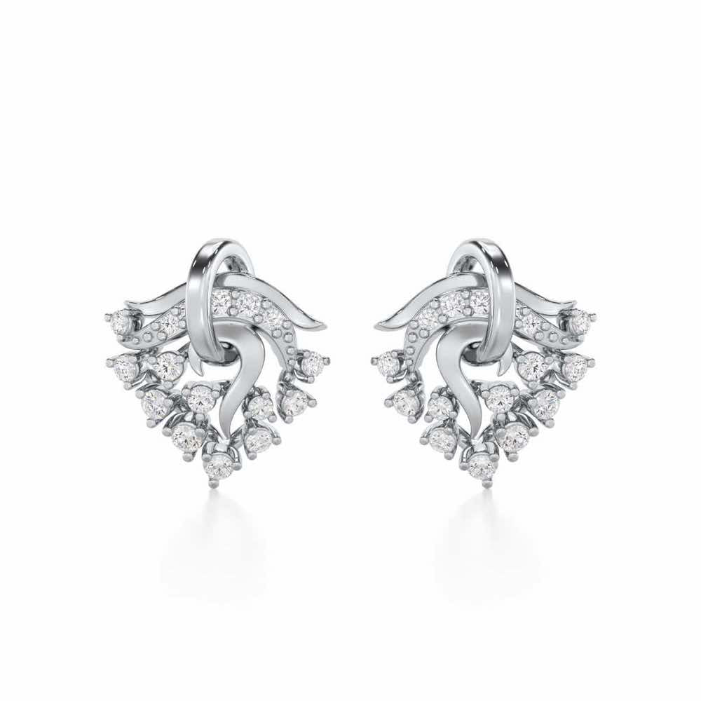 Star Luna Silver Stud Earrings - White Gold - Image 1