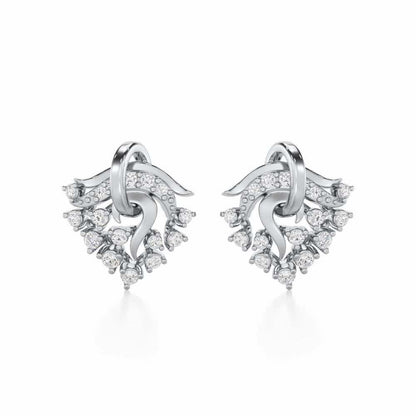 Star Luna Silver Stud Earrings - White Gold - Image 1