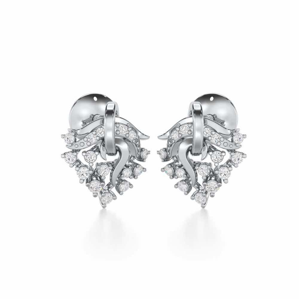 Star Luna Silver Stud Earrings - White Gold - Image 2