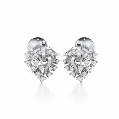 Star Luna Silver Stud Earrings - White Gold - Image 2