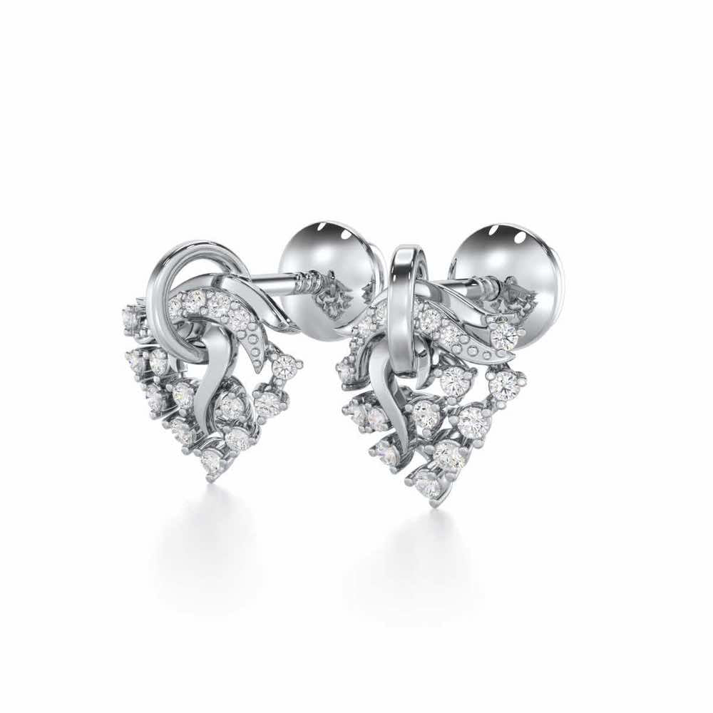 Star Luna Silver Stud Earrings - White Gold - Image 3
