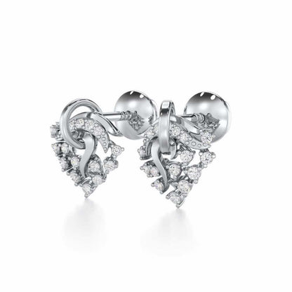 Star Luna Silver Stud Earrings - White Gold - Image 3