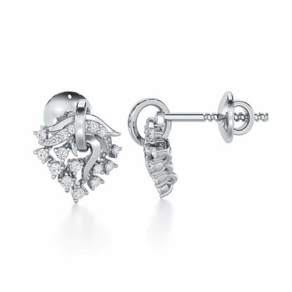 Star Luna Silver Stud Earrings - White Gold - Image 4