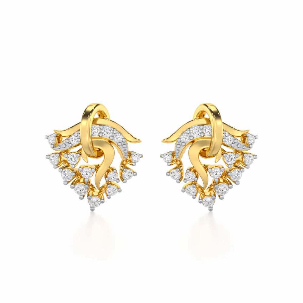 Star Luna Silver Stud Earrings - Yellow Gold - Image 1