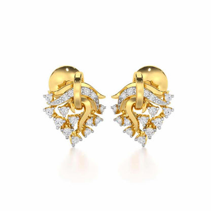 Star Luna Silver Stud Earrings - Yellow Gold - Image 2