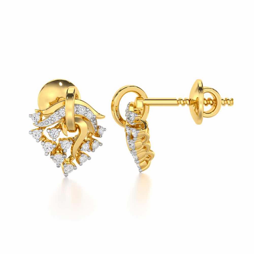 Star Luna Silver Stud Earrings - Yellow Gold - Image 4
