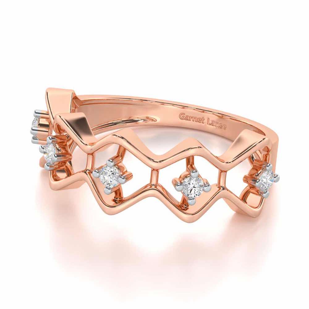 Star Row Silver Ring - Rose Gold - Image 2
