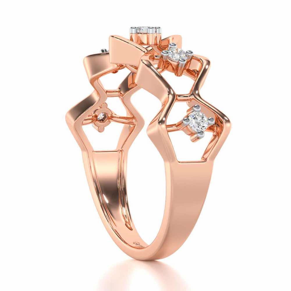 Star Row Silver Ring - Rose Gold - Image 3