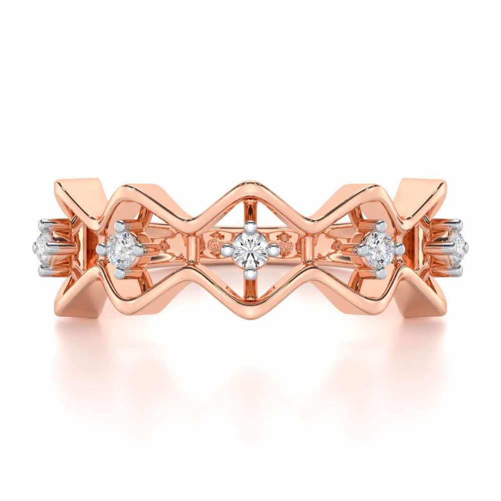 Star Row Silver Ring - Rose Gold - Image 4