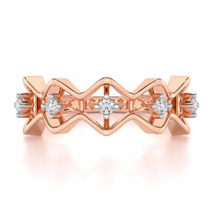 Star Row Silver Ring - Rose Gold - Image 4