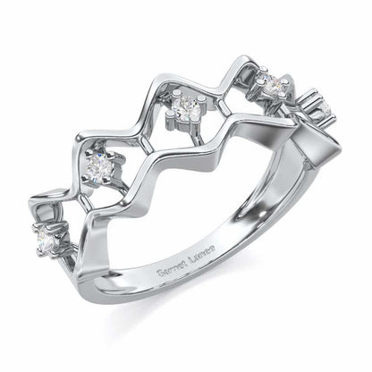 Star Row Silver Ring - White Gold - Image 1