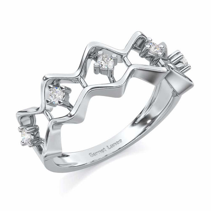 Star Row Silver Ring - White Gold - Image 1