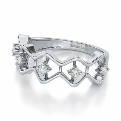 Star Row Silver Ring - White Gold - Image 2