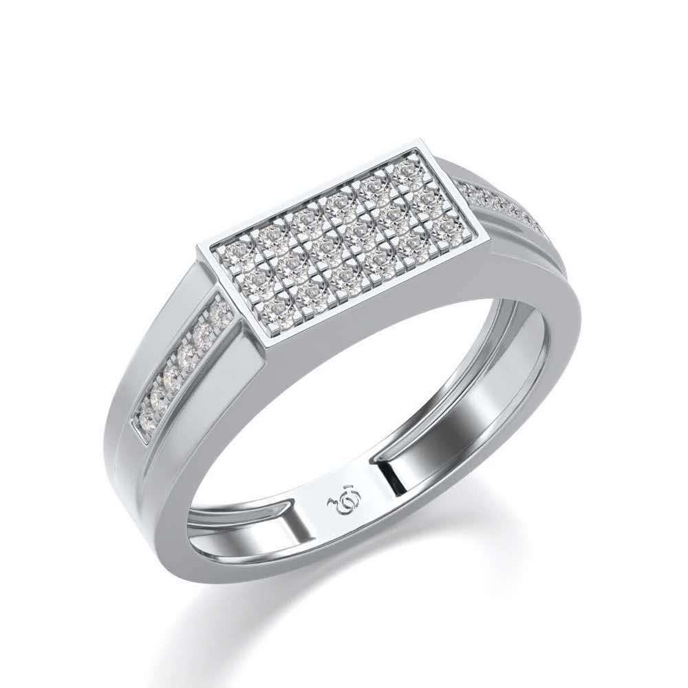 Star System Silver Ring For Men - White Gold - Image 1